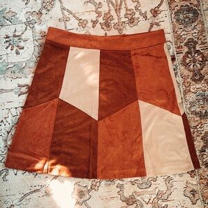 Brown and Cream colored skirt.